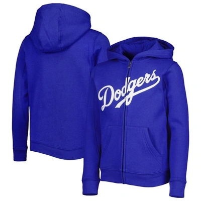 Shop Outerstuff Youth Royal Los Angeles Dodgers Wordmark Full-zip Fleece Hoodie