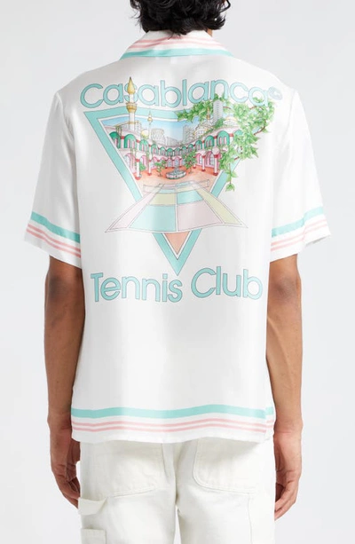 Shop Casablanca Tennis Club Icon Silk Camp Shirt In Tennis Club Icon Pas