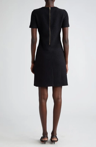 Shop St John Short Sleeve Bouclé Knit Sheath Dress In Black