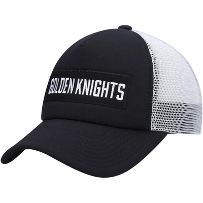 Shop Adidas Originals Adidas Black/white Vegas Golden Knights Team Plate Trucker Snapback Hat