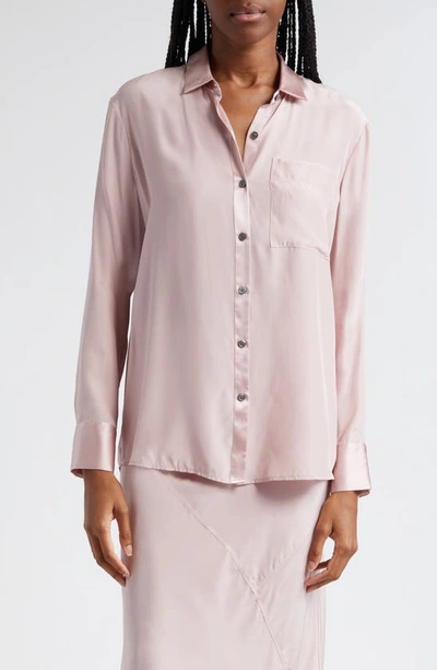 Shop Atm Anthony Thomas Melillo Matte Silk Shirt In Pink Lilac