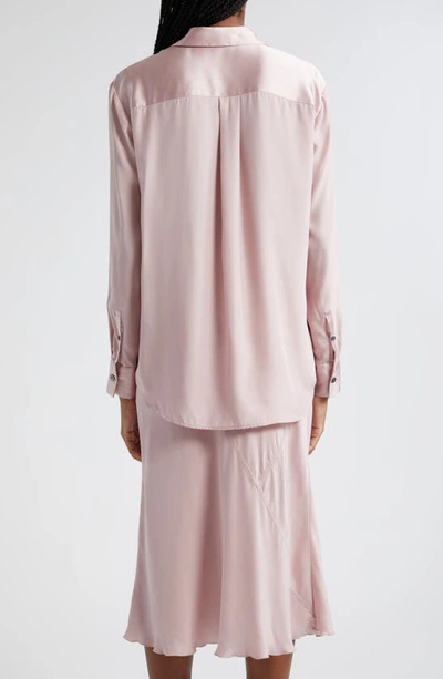 Atm Anthony Thomas Melillo Matte Silk Charmeuse Boyfriend Shirt In Pink Lilac