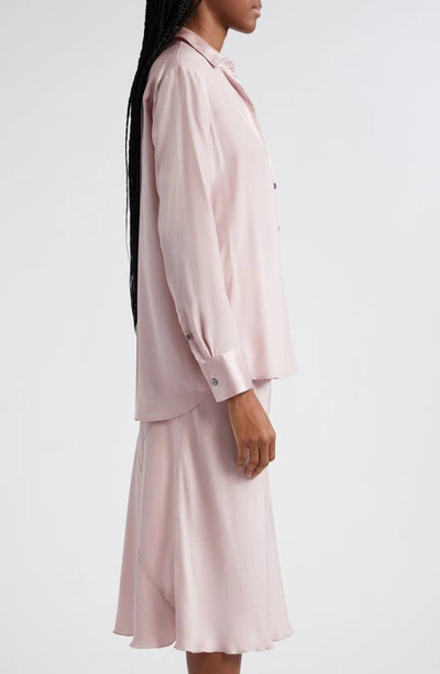 Atm Anthony Thomas Melillo Matte Silk Charmeuse Boyfriend Shirt In Pink Lilac