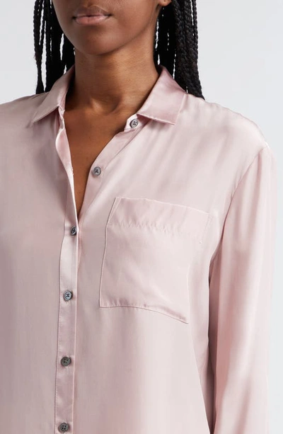 Atm Anthony Thomas Melillo Matte Silk Charmeuse Boyfriend Shirt In Pink Lilac