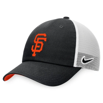 Shop Nike Black/white San Francisco Giants Heritage86 Lightweight Unstructured Adjustable Trucker Hat