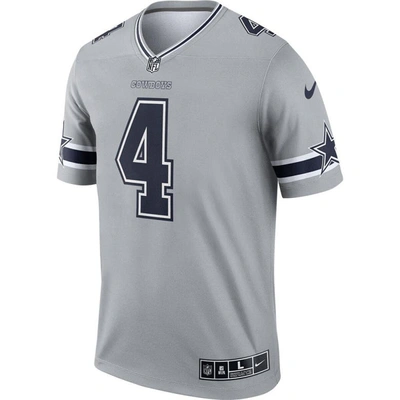 Shop Nike Dak Prescott Silver Dallas Cowboys Inverted Legend Jersey In Gray