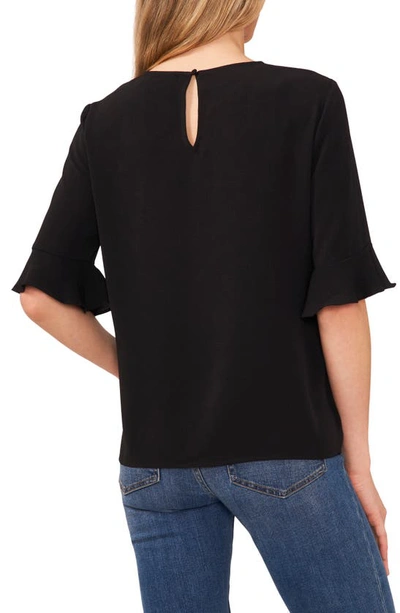 Cece Ruffle Cuff Blouse In Rich Black