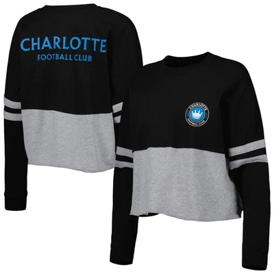Shop Boxercraft Black Charlotte Fc Cropped Retro Jersey Long Sleeve T-shirt