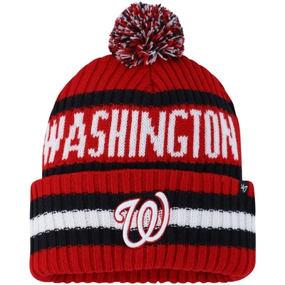 Shop 47 ' Red Washington Nationals Bering Cuffed Knit Hat With Pom