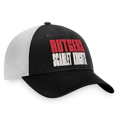 Shop Top Of The World Black/white Rutgers Scarlet Knights Stockpile Trucker Snapback Hat