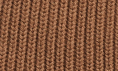 Rag & Bone Blake Logo Patch Wool Blend Rib Beanie In Toffee