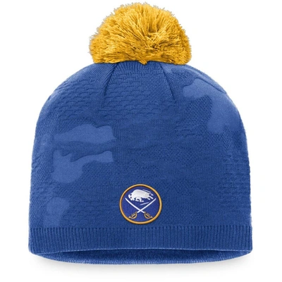 Shop Fanatics Branded Royal/gold Buffalo Sabres Authentic Pro Team Locker Room Beanie With Pom