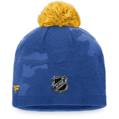Shop Fanatics Branded Royal/gold Buffalo Sabres Authentic Pro Team Locker Room Beanie With Pom