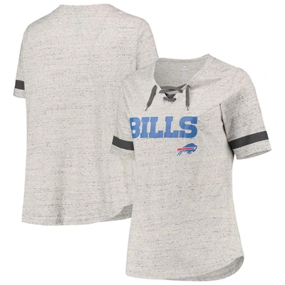 Shop Profile Heathered Gray Buffalo Bills Plus Size Lace-up V-neck T-shirt In Heather Gray