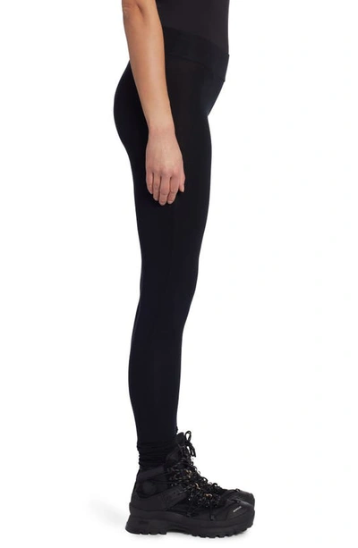 Shop Moncler Logo Patch High Waist Leggings In Black
