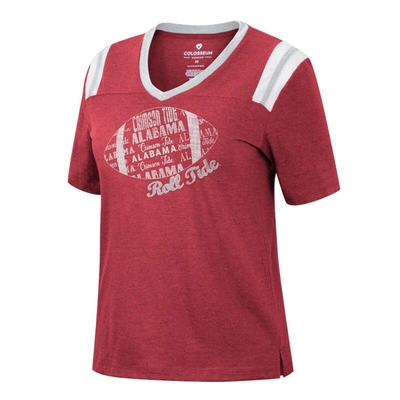Shop Colosseum Heathered Crimson Alabama Crimson Tide 15 Min Early Football V-neck T-shirt