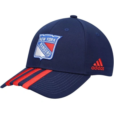 Shop Adidas Originals Adidas Navy New York Rangers Locker Room Three Stripe Adjustable Hat