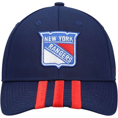 Shop Adidas Originals Adidas Navy New York Rangers Locker Room Three Stripe Adjustable Hat
