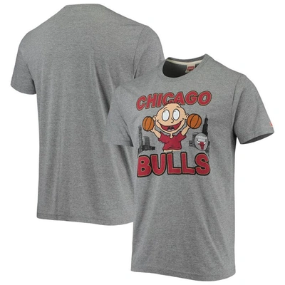 Shop Homage Heathered Gray Chicago Bulls Nba X Rugrats Tri-blend T-shirt In Heather Gray