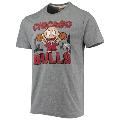 Shop Homage Heathered Gray Chicago Bulls Nba X Rugrats Tri-blend T-shirt In Heather Gray