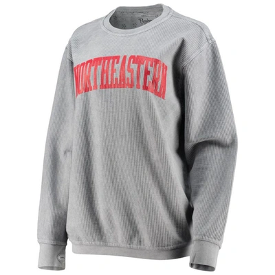 Pressbox Silver Northeastern Huskies Comfy Cord Vintage Wash Basic Arch Pullover Sweatshirt In Silver