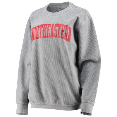 Pressbox Silver Northeastern Huskies Comfy Cord Vintage Wash Basic Arch Pullover Sweatshirt In Silver