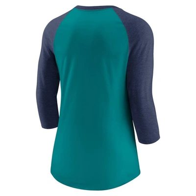 Shop Nike Aqua/navy Seattle Mariners Next Up Tri-blend Raglan 3/4-sleeve T-shirt