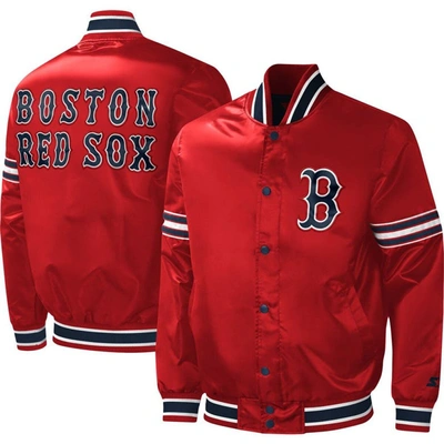 Shop Starter Red Boston Red Sox Midfield Satin Full-snap Varsity Jacket