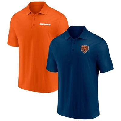 Shop Fanatics Branded Navy/orange Chicago Bears Dueling Two-pack Polo Set