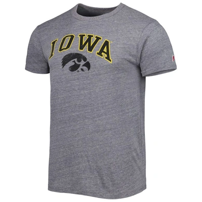 Shop League Collegiate Wear Heather Gray Iowa Hawkeyes 1965 Arch Victory Falls Tri-blend T-shirt