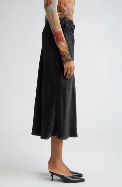 Shop Acne Studios Iala Crinkle Satin Wrap Skirt In Black