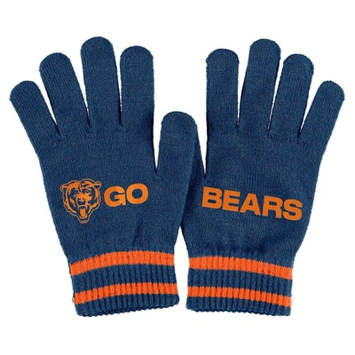 Shop Wear By Erin Andrews Navy Chicago Bears Double Jacquard Cuffed Knit Hat With Pom And Gloves Set