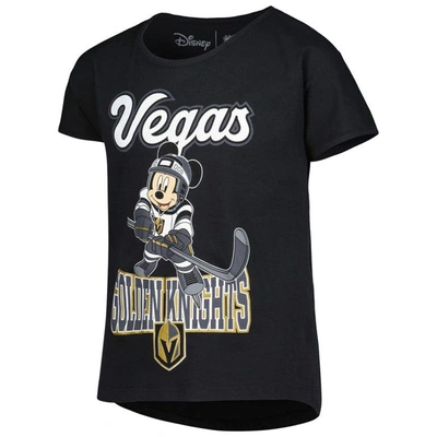 Shop Outerstuff Girls Youth Black Vegas Golden Knights Mickey Mouse Go Team Go T-shirt