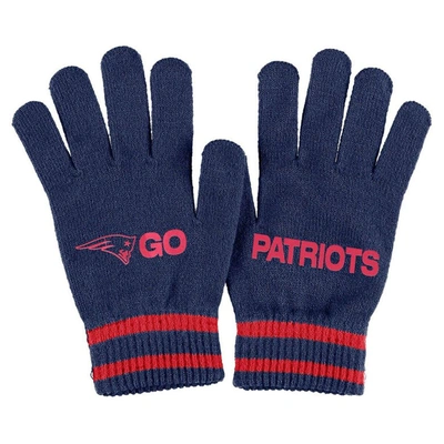 Shop Wear By Erin Andrews Navy New England Patriots Double Jacquard Cuffed Knit Hat With Pom And Gloves