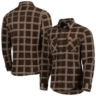 Shop Antigua Brown Cleveland Browns Industry Flannel Button-up Shirt Jacket