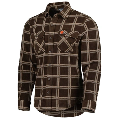 Shop Antigua Brown Cleveland Browns Industry Flannel Button-up Shirt Jacket