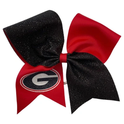 Shop Usa Licensed Bows Georgia Bulldogs Jumbo Glitter Bow With Ponytail Holder In Red