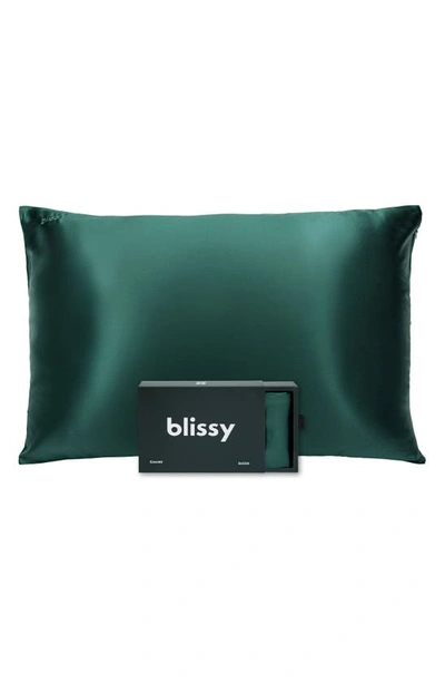 Shop Blissy Mulberry Silk Pillowcase In Emerald
