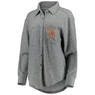 Shop Gameday Couture Gray Clemson Tigers Switch It Up Tri-blend Button-up Shacket
