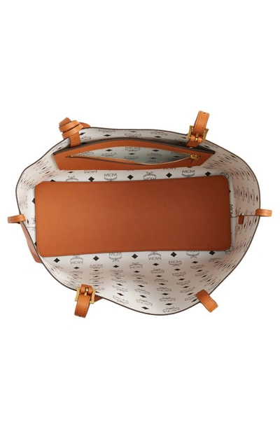 Shop Mcm Medium Lauretos Reversible Leather Shopper Bag In Cognac