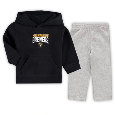 Shop Outerstuff Toddler Navy/heathered Gray Milwaukee Brewers Fan Flare Fleece Hoodie And Pants Set