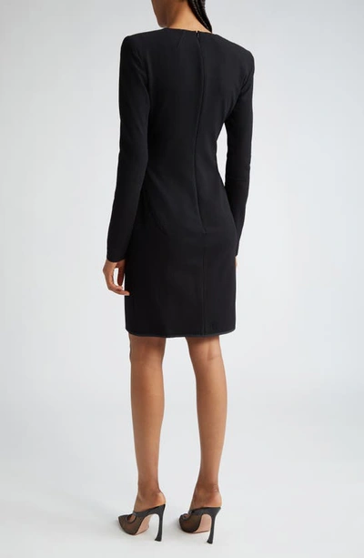 Shop Victoria Beckham Long Sleeve Wool Blend Minidress In Black
