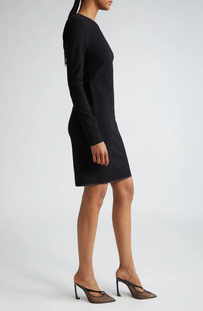 Shop Victoria Beckham Long Sleeve Wool Blend Minidress In Black