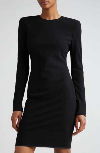 Shop Victoria Beckham Long Sleeve Wool Blend Minidress In Black