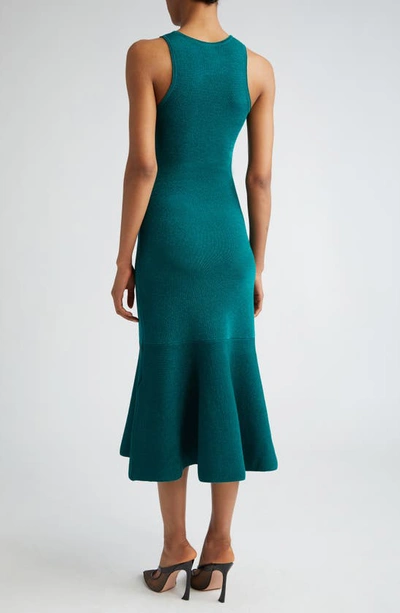 Shop Victoria Beckham Metallic Sleeveless Knit Dress In Green