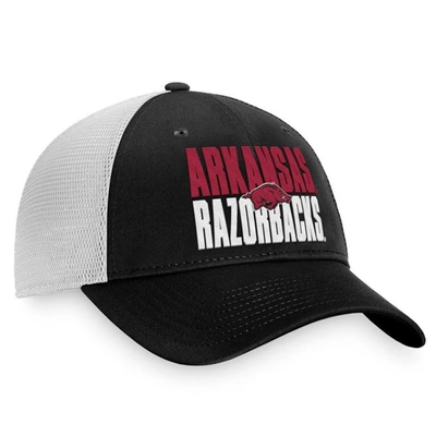 Shop Top Of The World Black/white Arkansas Razorbacks Stockpile Trucker Snapback Hat