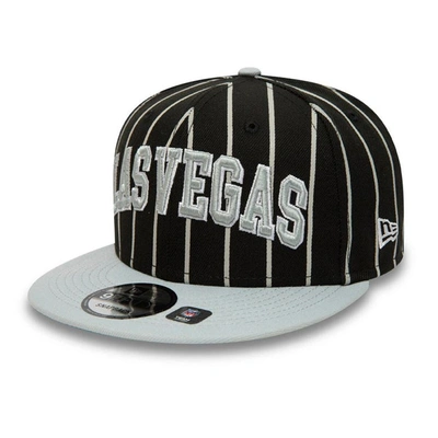 Shop New Era Black/gray Las Vegas Raiders Pinstripe City Arch 9fifty Snapback Hat