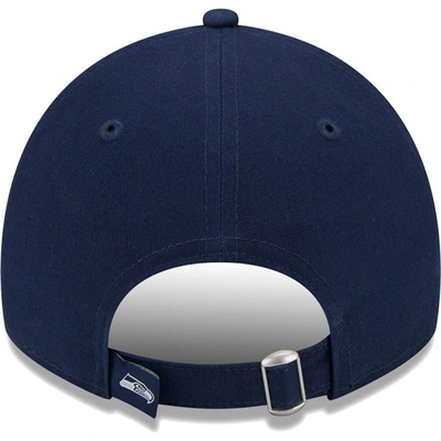 Shop New Era College Navy Seattle Seahawks Leaves 9twenty Adjustable Hat