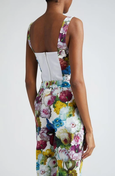 Dolce & Gabbana White Polka Silk Corset Bustier Top In Fiore Notturno