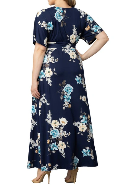 Kiyonna Vienna Maxi Dress In Navy Floral Print